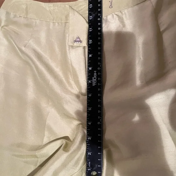 August Silk size 12 lime green / silk cropped tapered front zip pant NWT - Picture 10 of 11